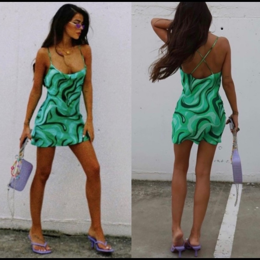 Zara Green Flowy Mini Dress